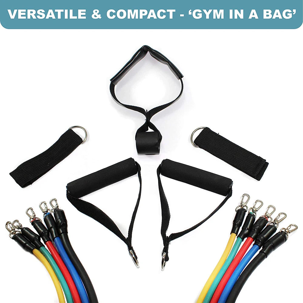 Exercise Resistance Bands Set Up to 115 lbs Fitness Stretch Workout Bands with 5 Fitness Tubes Home Gym Yoga Equipment Men Women - MoveforgeMoveforge
