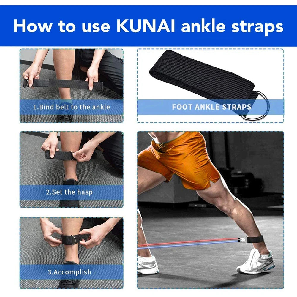 Exercise Resistance Bands Set Up to 115 lbs Fitness Stretch Workout Bands with 5 Fitness Tubes Home Gym Yoga Equipment Men Women - MoveforgeMoveforge