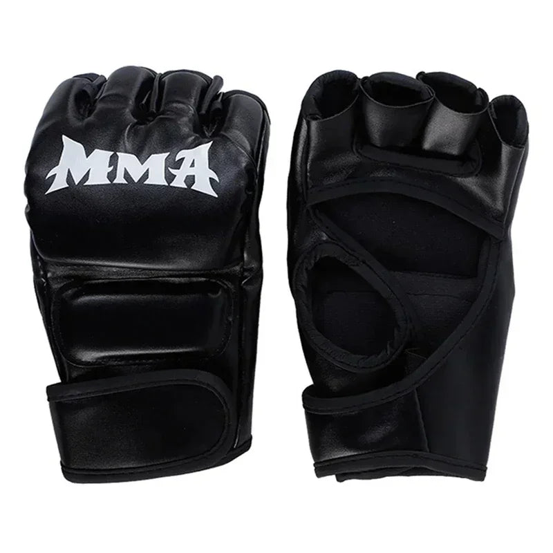 Moveforge Half Finger Leather Boxing Gloves – Open Palm Training Gloves for Bag Work & UFC Sparring