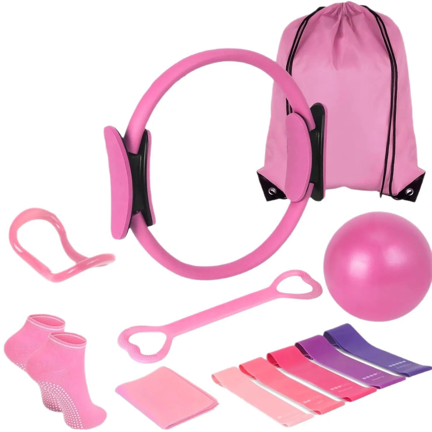Moveforge Complete 13-Piece Pilates Set – Exercise Ball, Resistance Bands, Pilates Ring & More