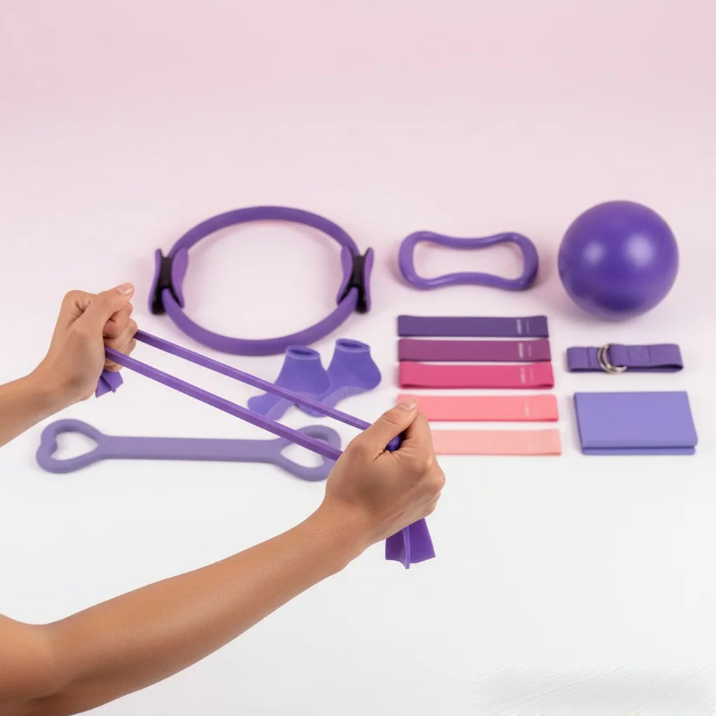 Moveforge Complete 13-Piece Pilates Set – Exercise Ball, Resistance Bands, Pilates Ring & More