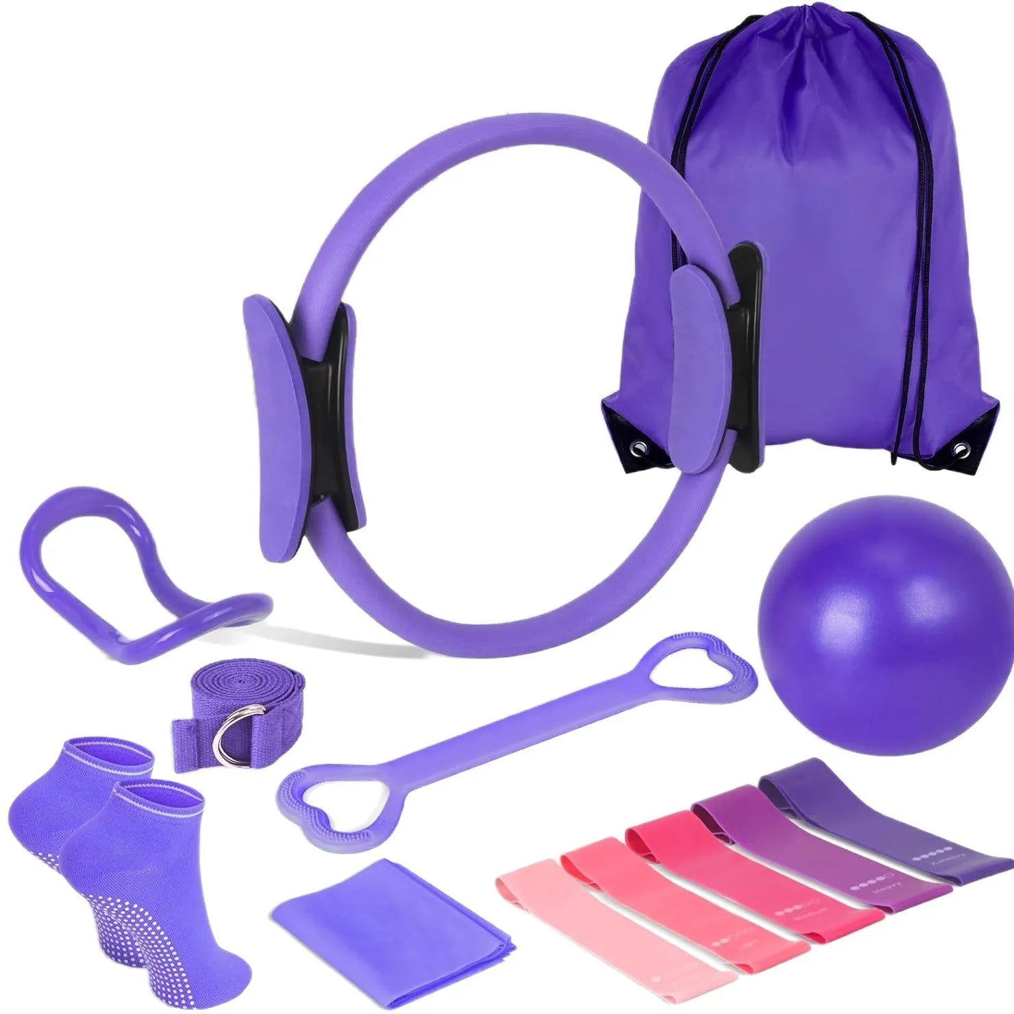 Moveforge Complete 13-Piece Pilates Set – Exercise Ball, Resistance Bands, Pilates Ring & More