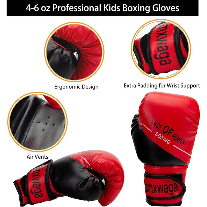 Moveforge 3-in-1 Kids Boxing Set – Gloves, Focus Mitts & Hand Wraps for Junior Training