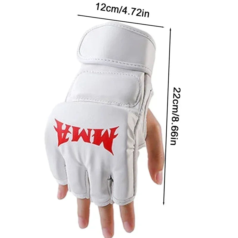 Moveforge Half Finger Leather Boxing Gloves – Open Palm Training Gloves for Bag Work & UFC Sparring