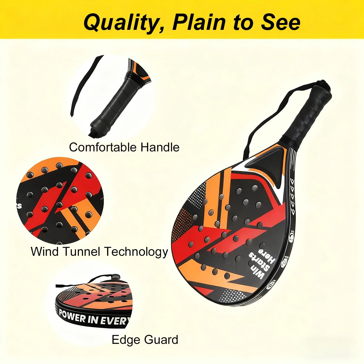 Moveforge Padel Racket — Anti-Vibration Handle for Beginners & Intermediates