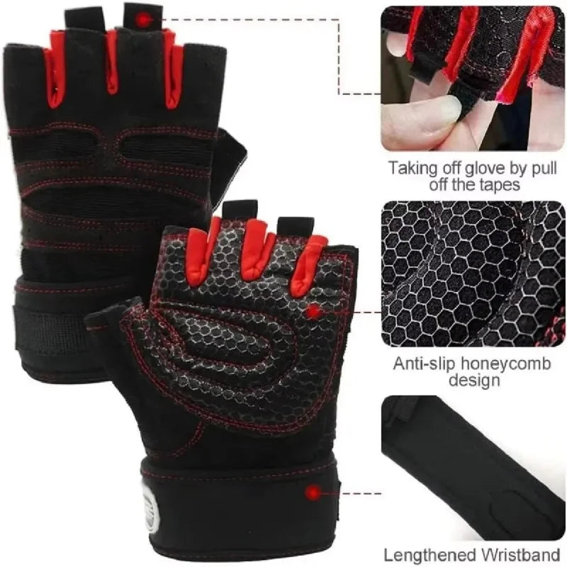 Moveforge Pro Grip Training Gloves – Anti-Slip Wristband Gloves for Weightlifting & Cycling
