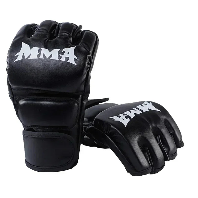 Moveforge Half Finger Leather Boxing Gloves – Open Palm Training Gloves for Bag Work & UFC Sparring