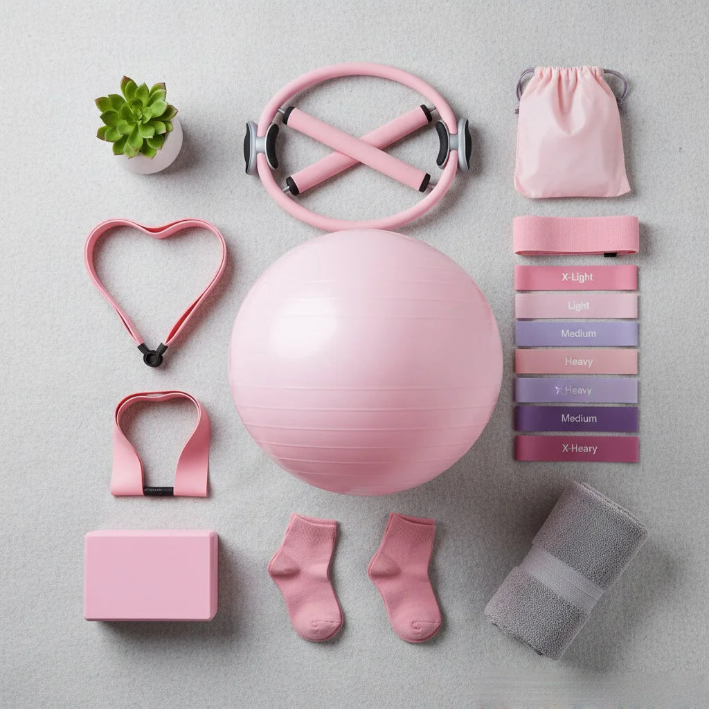 Moveforge Complete 13-Piece Pilates Set – Exercise Ball, Resistance Bands, Pilates Ring & More