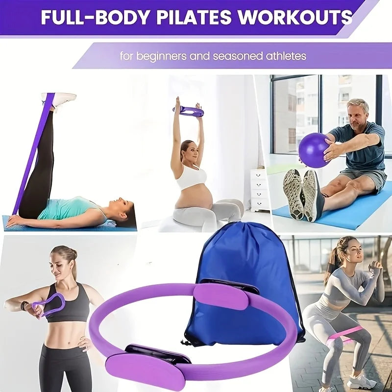 Moveforge Complete 13-Piece Pilates Set – Exercise Ball, Resistance Bands, Pilates Ring & More