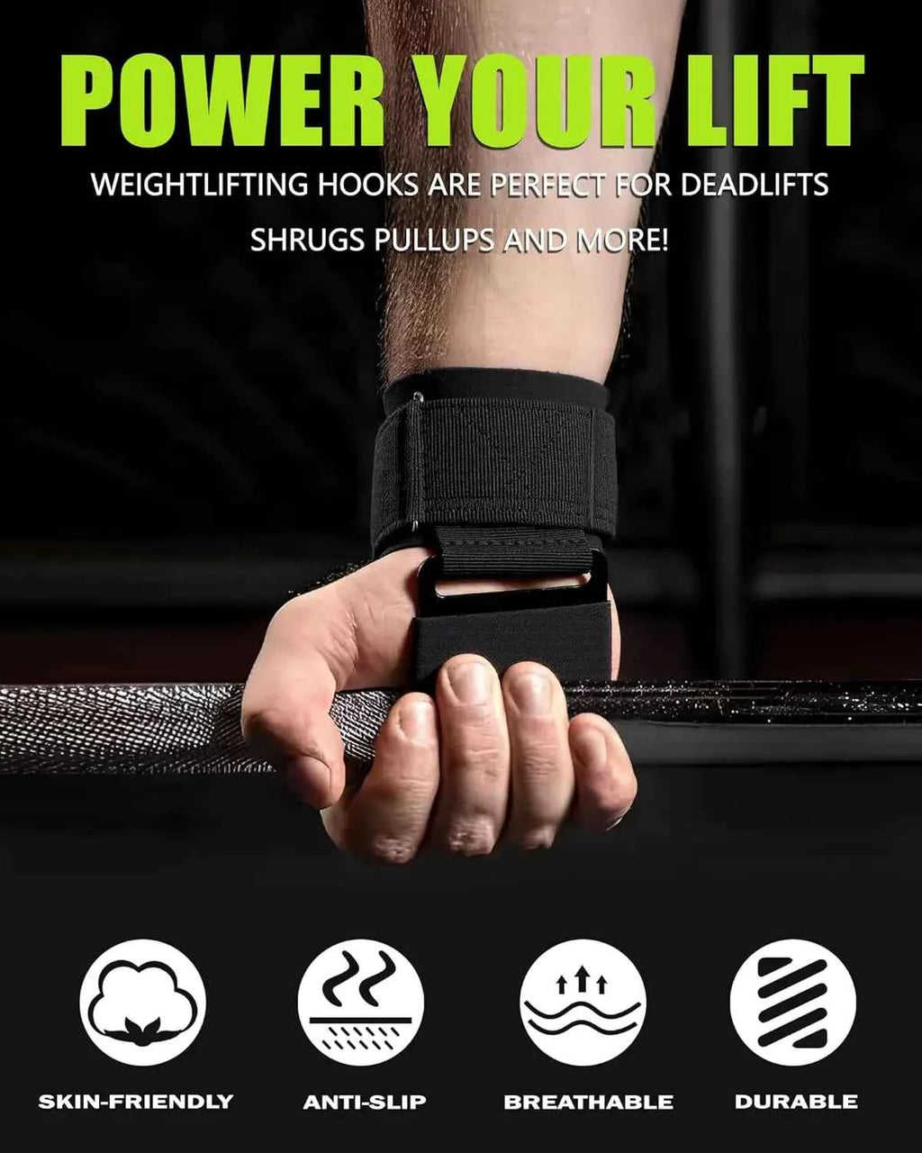 Moveforge Weight Lifting Hook Grips – Wrist Strap Pull-Up & Power Lifting Hand Hooks