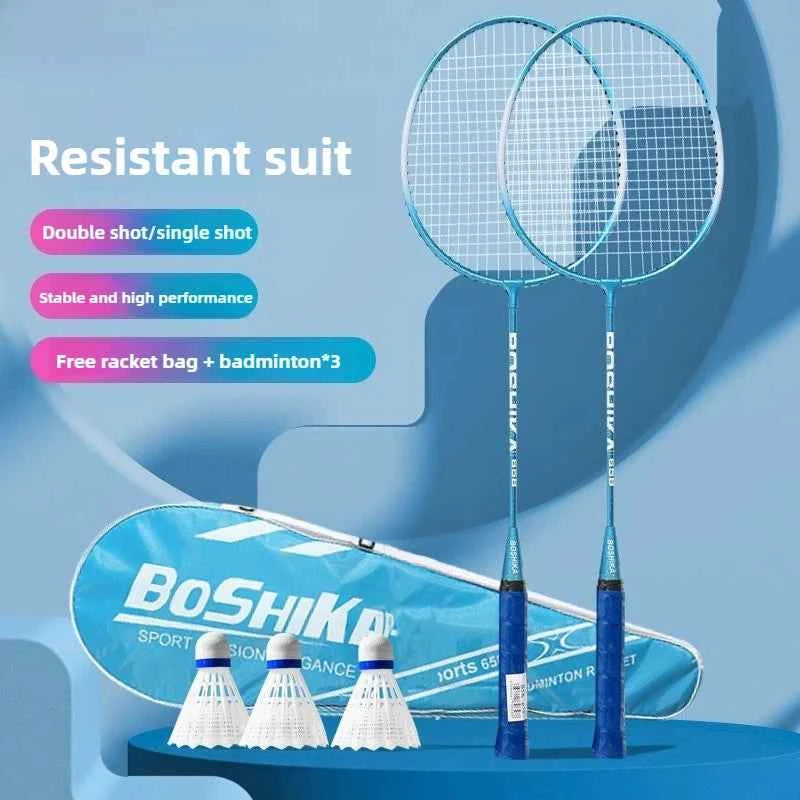 Moveforge Badminton Racket Set — Ferroalloy Frame with Bag & Shuttlecocks