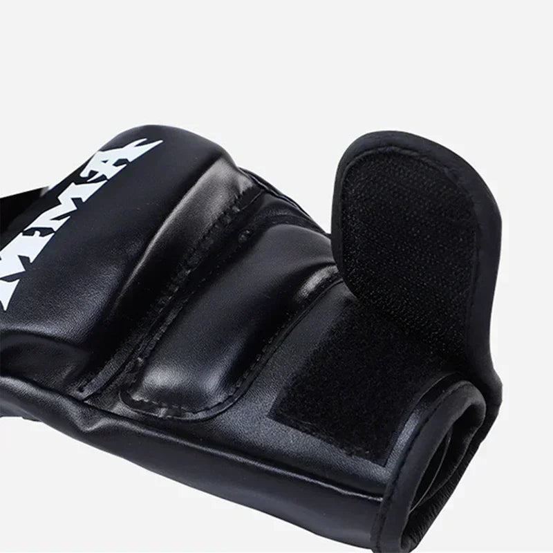 Moveforge Half Finger Leather Boxing Gloves – Open Palm Training Gloves for Bag Work & UFC Sparring