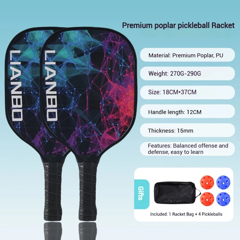 Moveforge Pickleball Rackets Set — 2 Paddles & 4 Balls