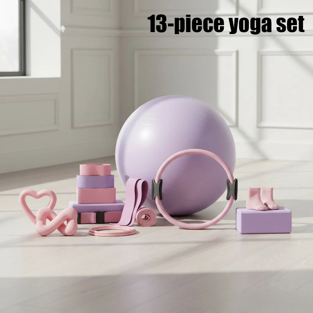Moveforge Complete 13-Piece Pilates Set – Exercise Ball, Resistance Bands, Pilates Ring & More